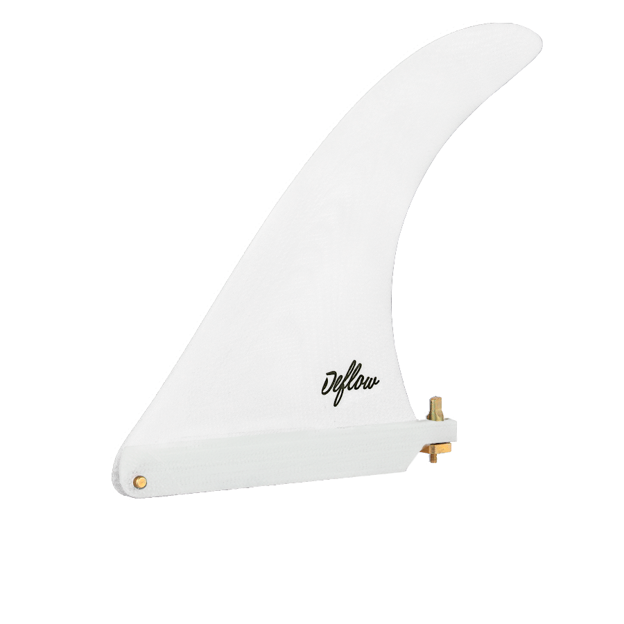 detalles de la quilla de longboard blanca de deflow de perfil