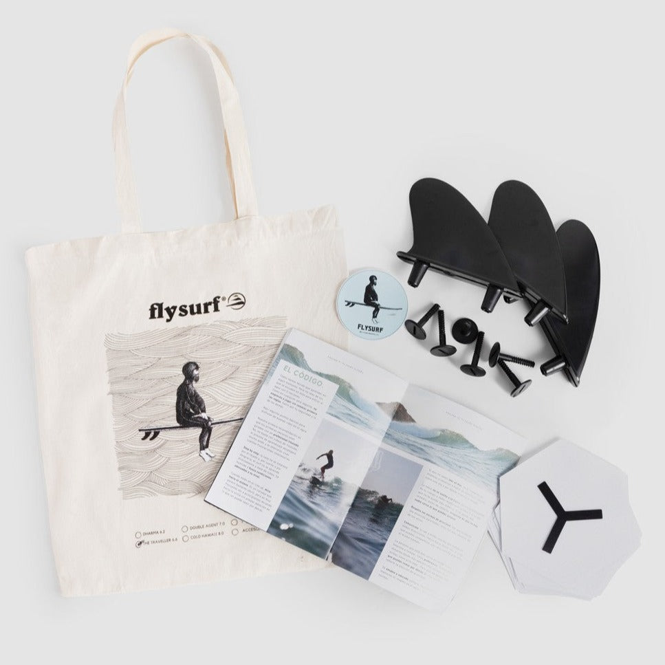Tote bag de flysurf con quillas VPS, pads y pegatinas