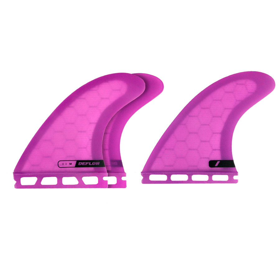 Juego de quillas surf Deflow V.2 violeta configuración tri-fin.