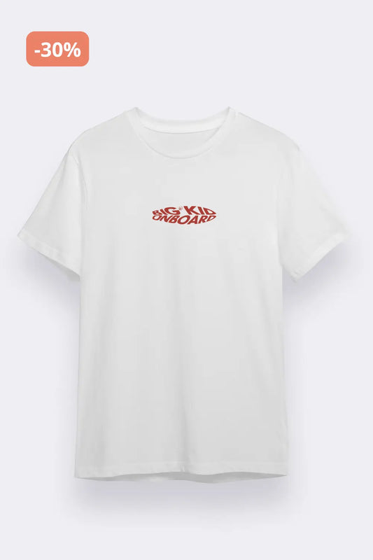 Crianças grandes a bordo do sol vermelho t -shirt