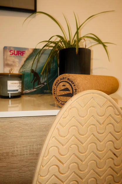 Detalle de la punta del balance board de surf. 