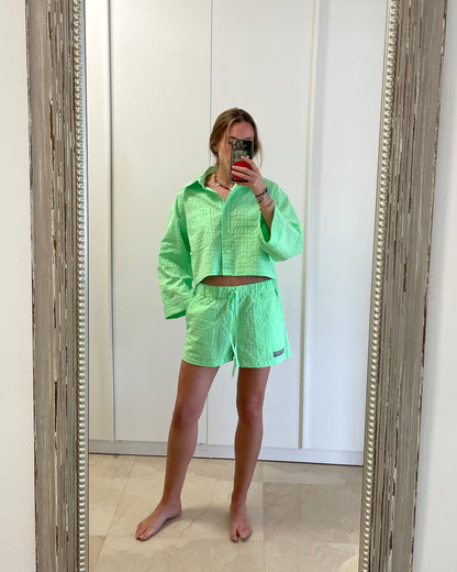Pantalón corto de cuadros vichy Lime