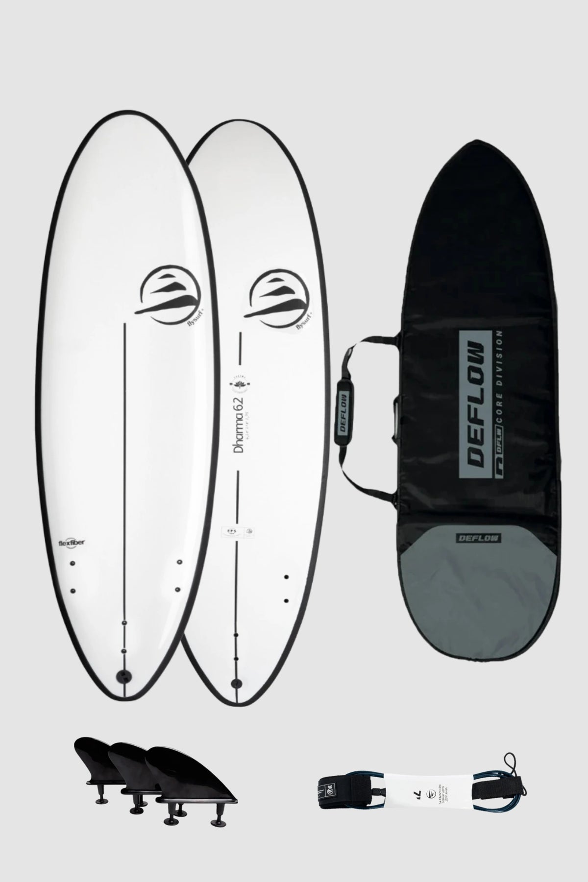 pack de tabla funboard dharma blanca de funda y leash