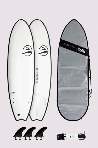 Surf kit intermedio con tabla 6.6 the traveller, leash 7.0 y funda 7.0