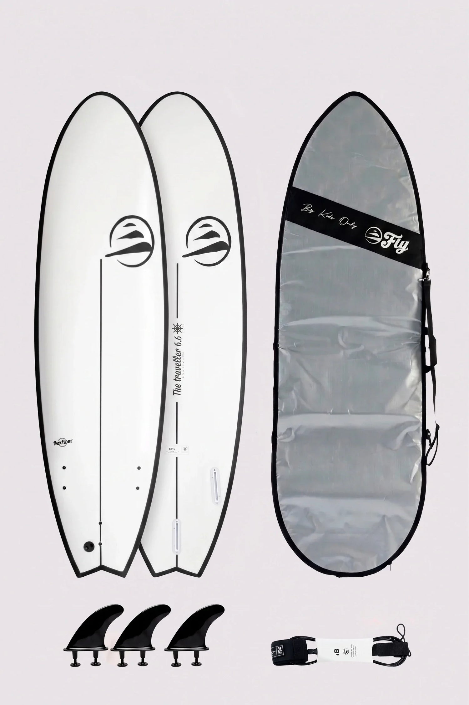 Surf kit intermedio con tabla 6.6 the traveller, leash 7.0 y funda 7.0