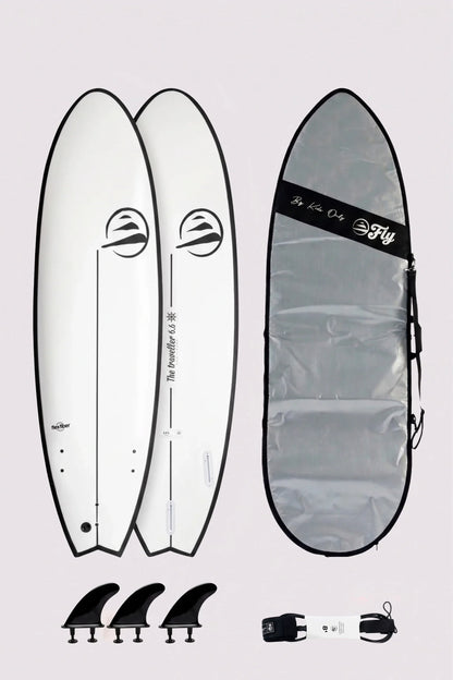 Surf kit intermedio con tabla 6.6 the traveller, leash 7.0 y funda 7.0