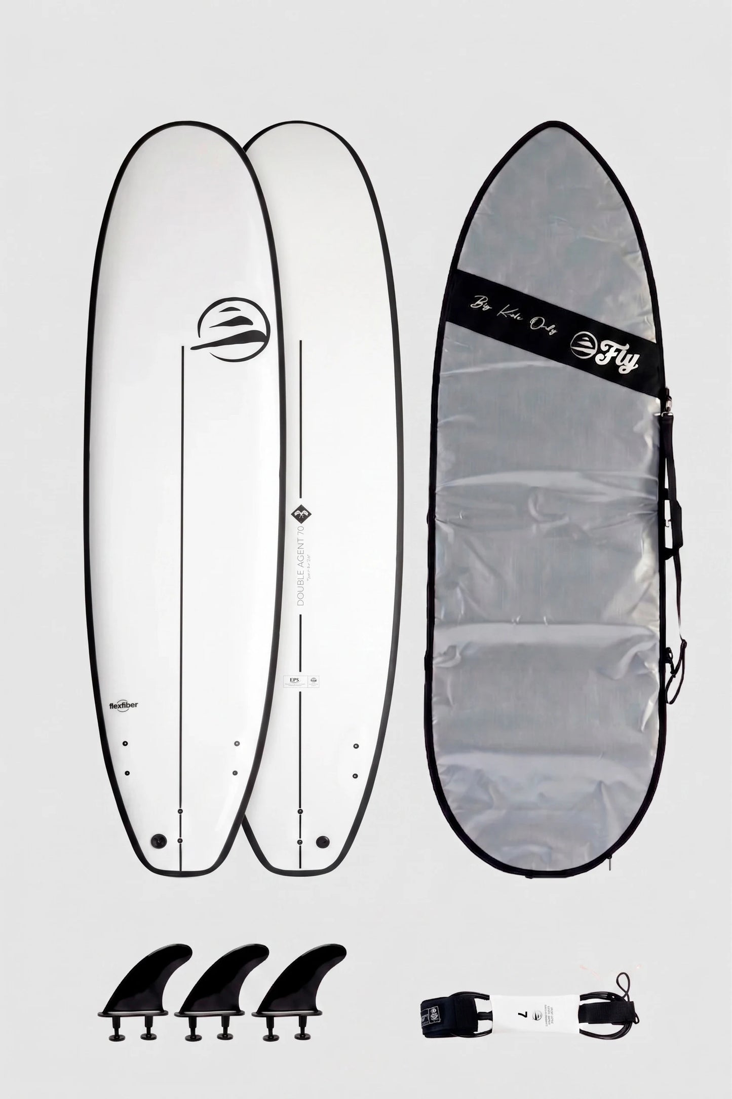 Pack surf kit principiante tabla double agent 7.0, leash 7.0 , quillas y funda 7.0