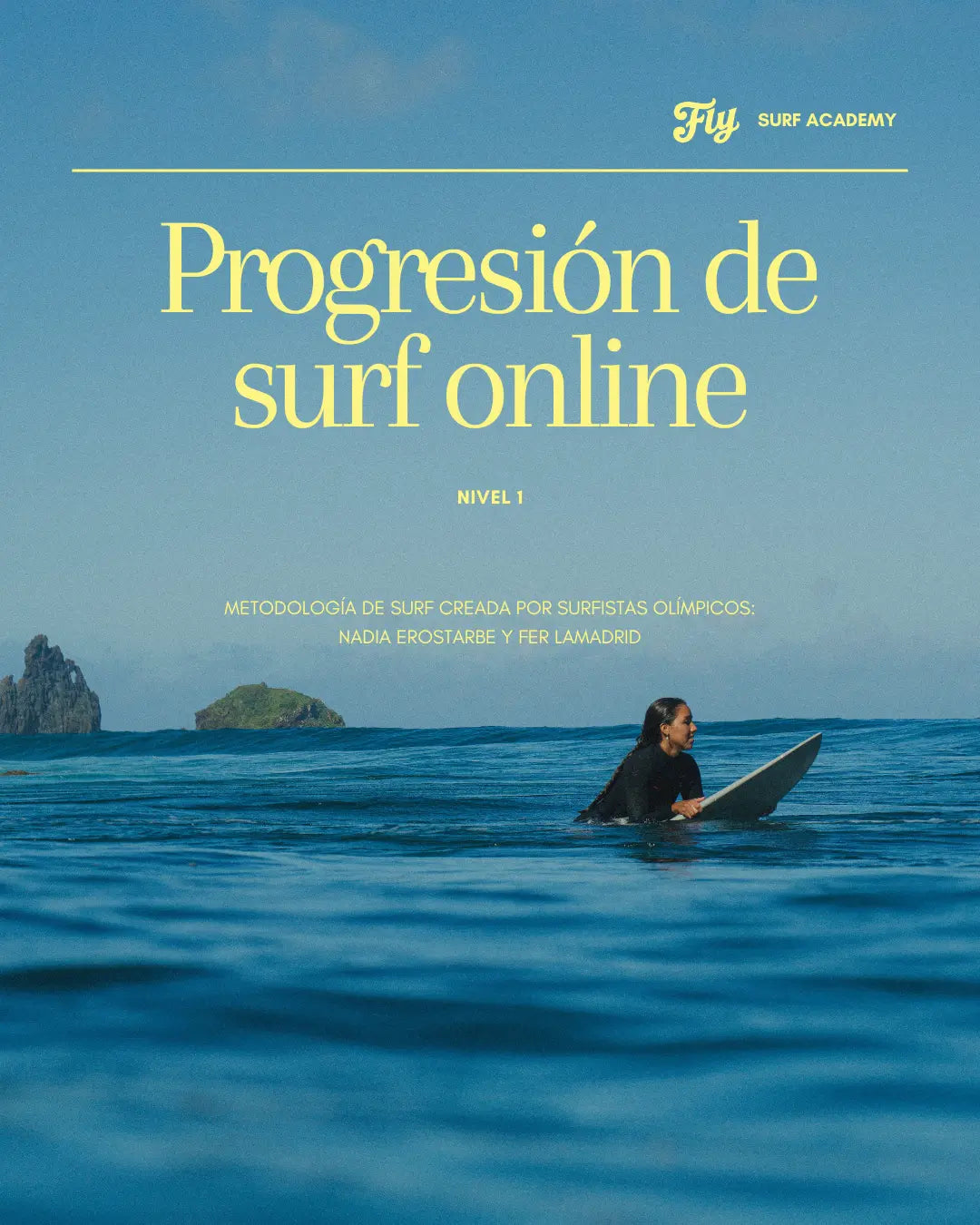 Portada de la formación de progresión de surf online de fly surf academy.