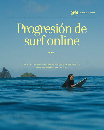Portada de la formación de progresión de surf online de fly surf academy.