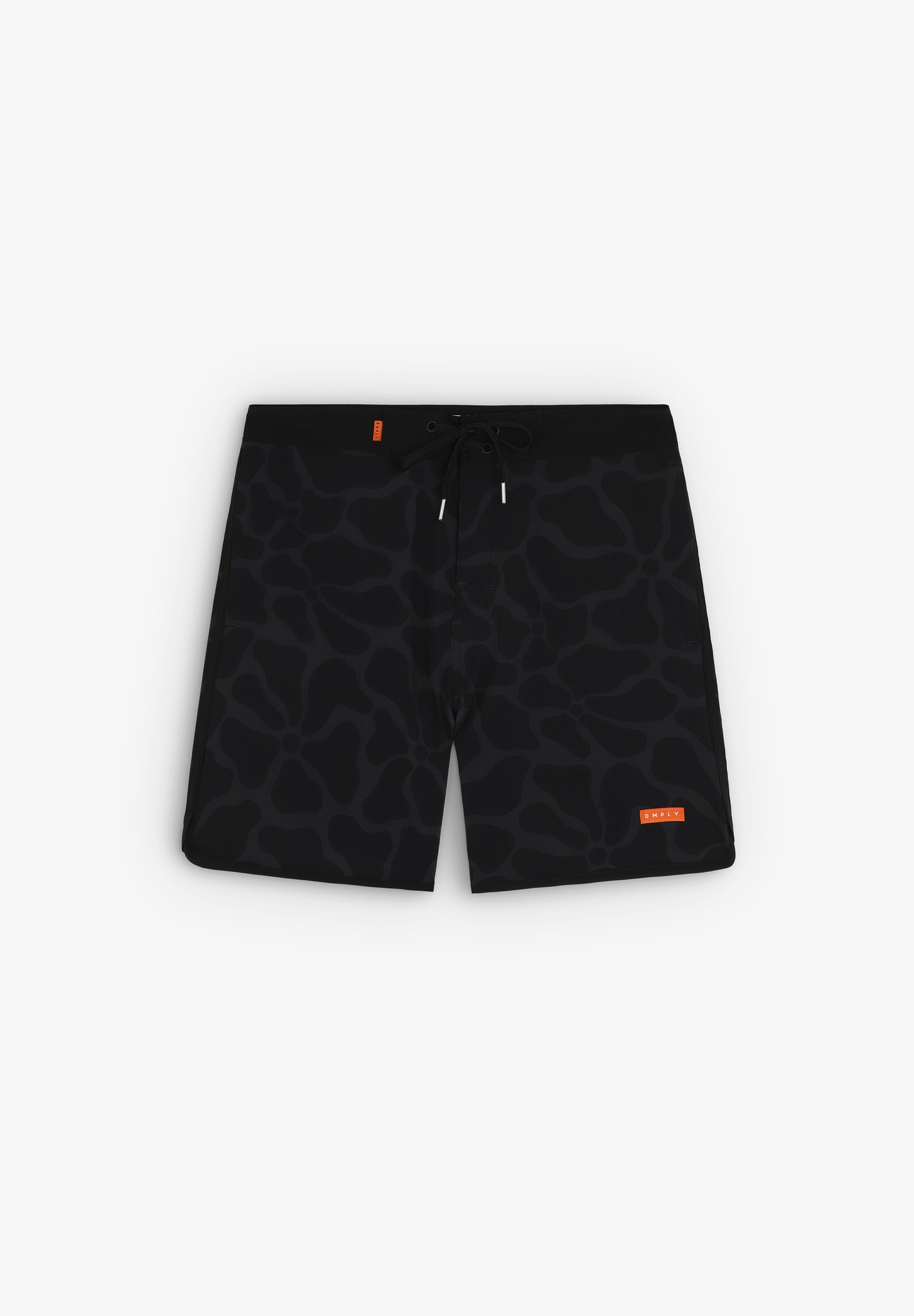 Bañador surf hombre Deeply Beach negro estampado plano corto frontal