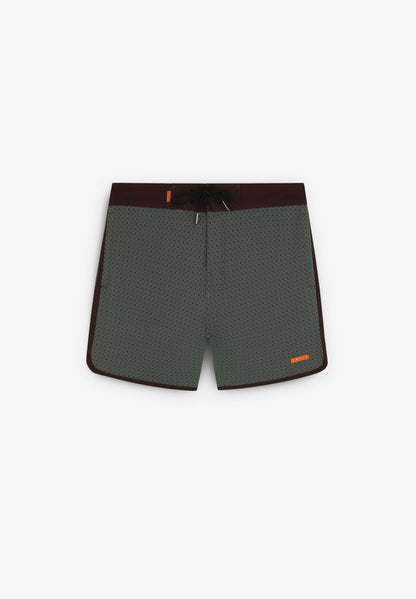 Bañador de surf hombre Deeply Beach boardshort gris plano completo