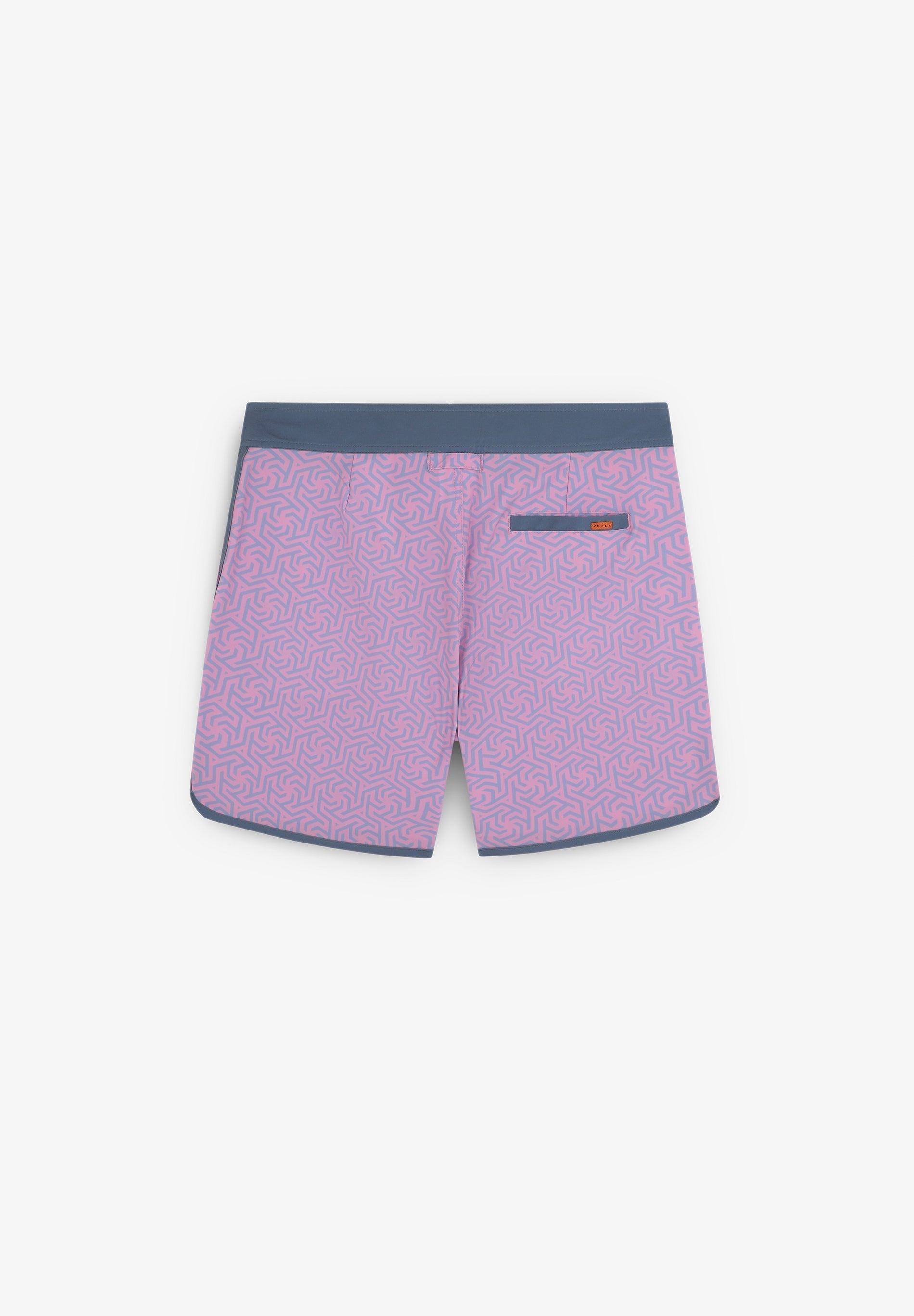 Bañador surf hombre Deeply Beach rosa estampado plano corto trasero