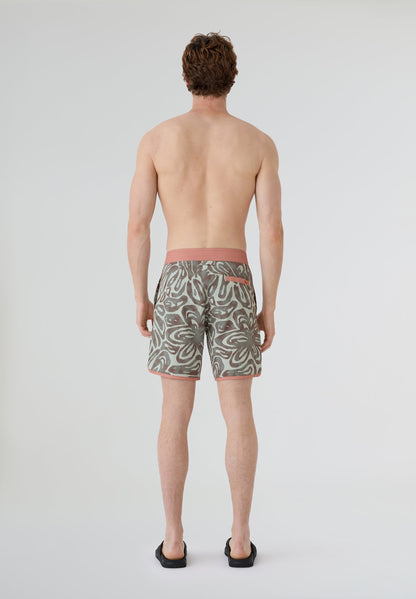 Bañador surf hombre Deeply Beach verde con modelo vista trasera completa