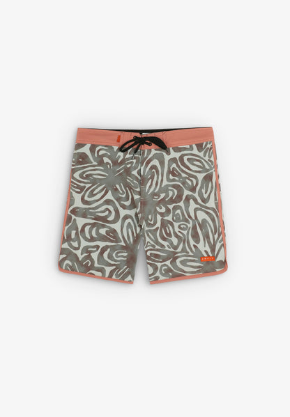 Bañador de surf hombre Deeply Beach verde estampado plano cuadrado