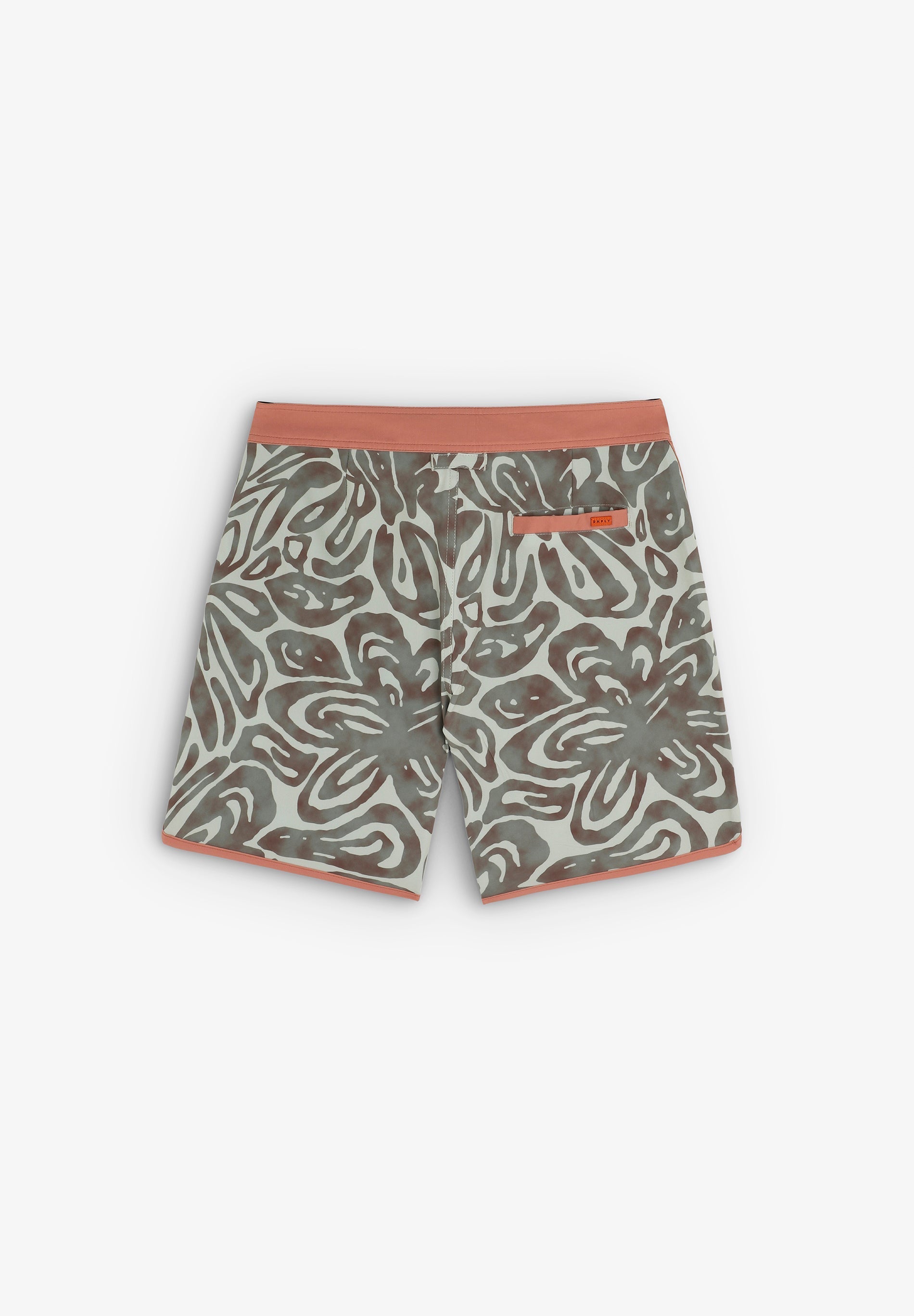 Bañador de surf hombre Deeply Beach verde estampado plano cuadrado parte posterior