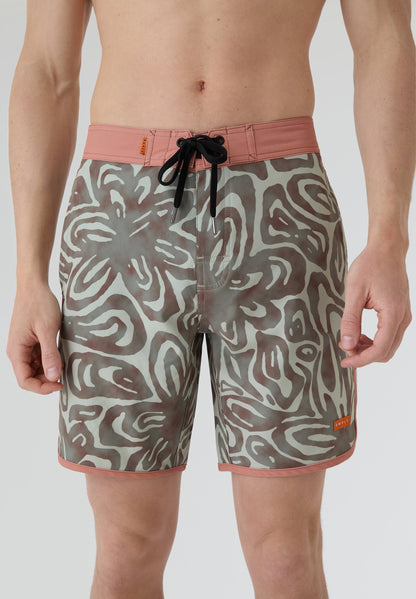 Bañador surf hombre Deeply Beach verde estampado detalle frontal