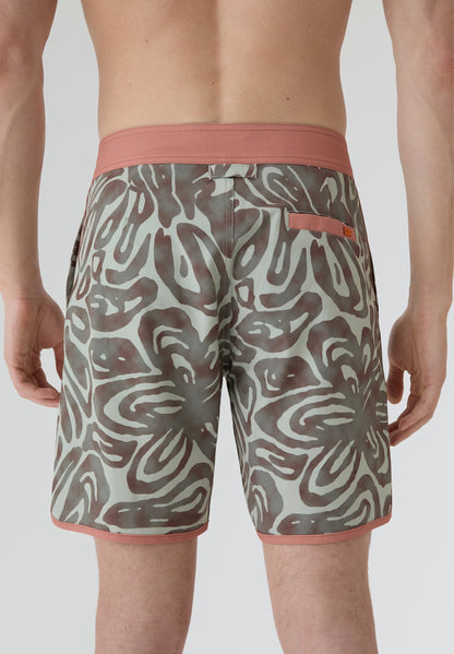 Bañador surf hombre Deeply Beach verde estampado tropical vista trasera