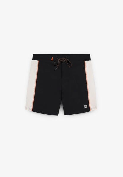 Bañador boardshort Deeply Limitless II negro blanco plano corto frontal