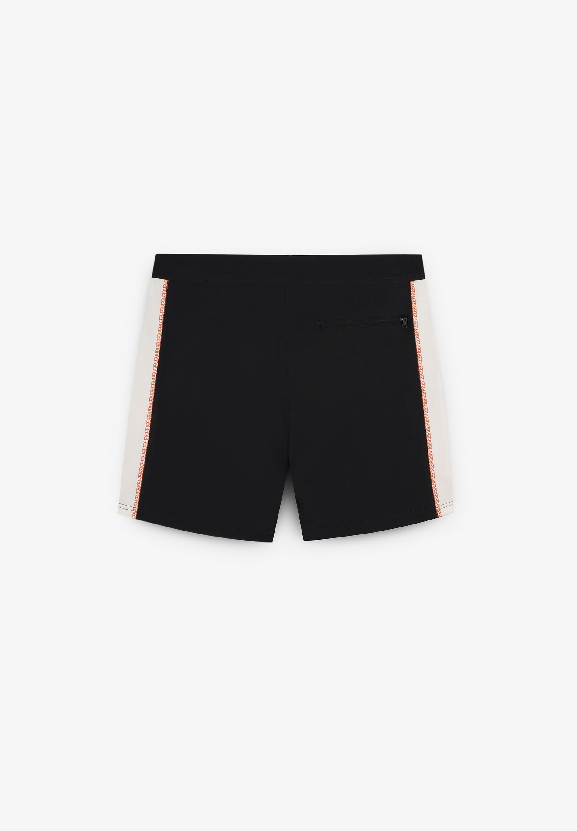 Bañador boardshort Deeply Limitless II negro blanco plano corto trasero
