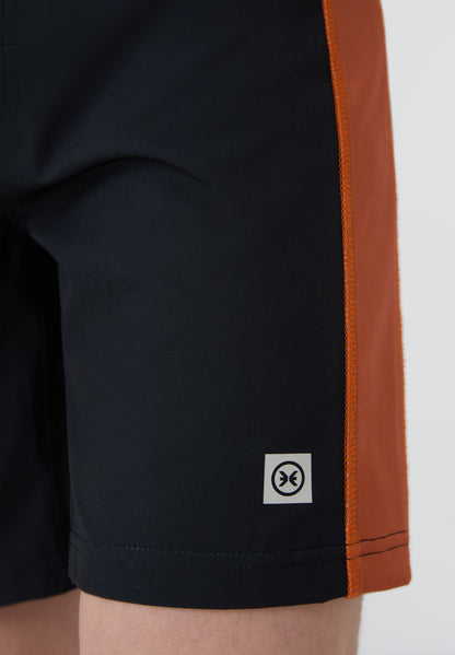 Boardshort surf hombre Deeply Limitless II negro con detalles naranja