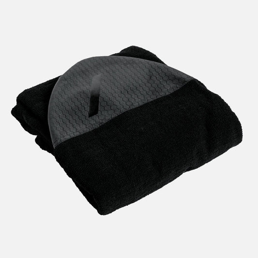 Funda calcetín híbrida plegada mostrando su tejido elástico