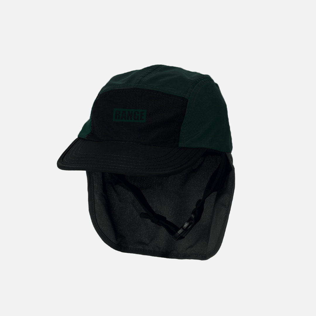 Gorra Deflow para surfistas con ajuste y logo verde con la palabra range