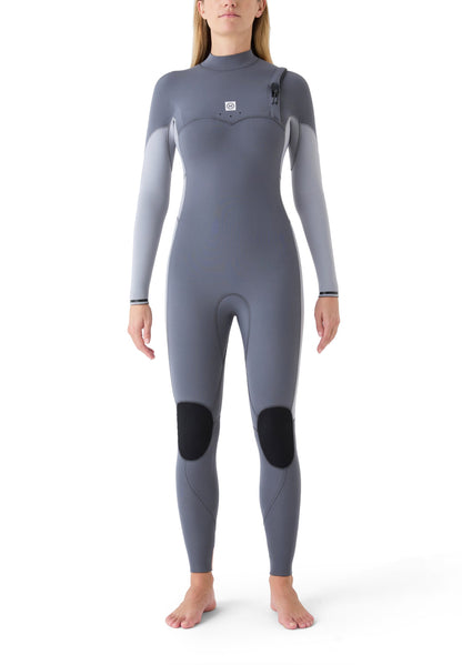 Traje de neopreno integral Deeply Limitless III 4/3 para mujer en color gris, diseño sin cremallera para máxima libertad de movimiento en aguas frías.