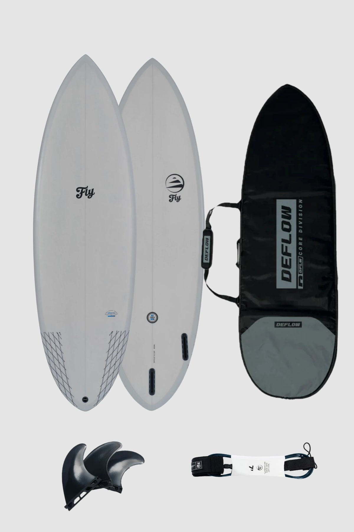 pack de tabla fibra apollo gris 6.4 de funda y leash