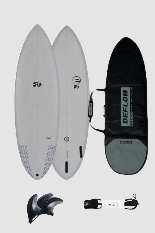 pack de tabla fibra apollo gris 6.4 de funda y leash