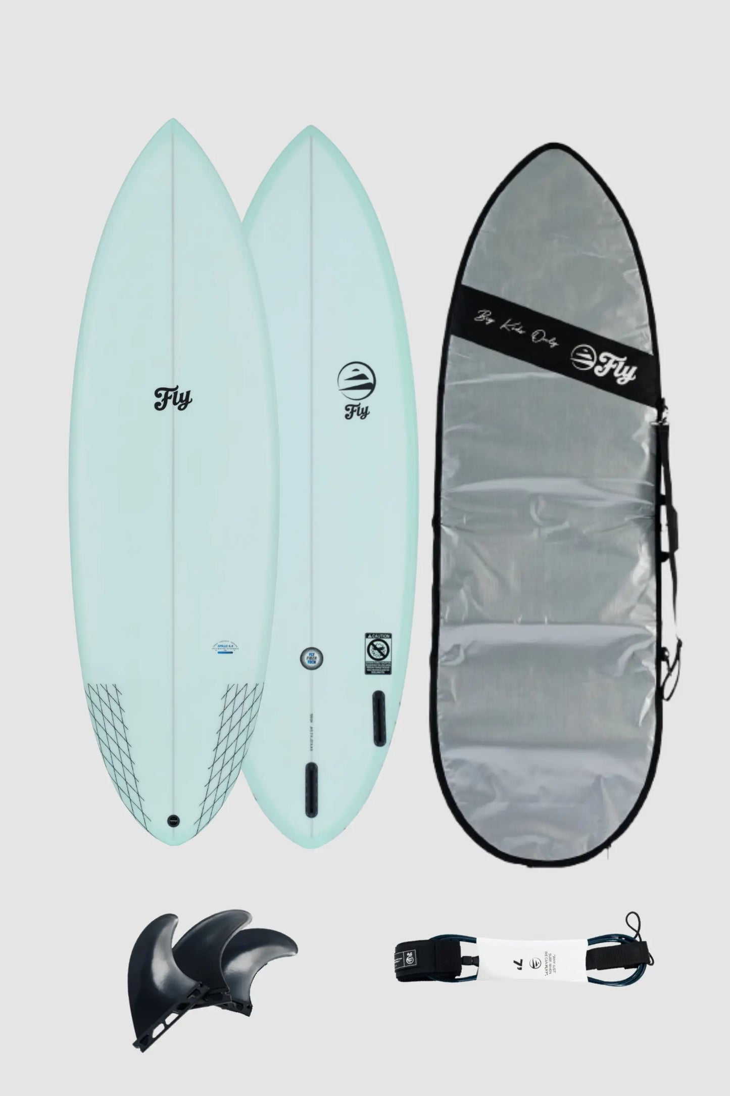 pack de surf tabla apollo 6.4 verde + leash + funda de 7 pies