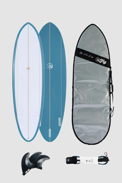 pack de surf flight mode 6.6 azul con leash y funda 7 pies