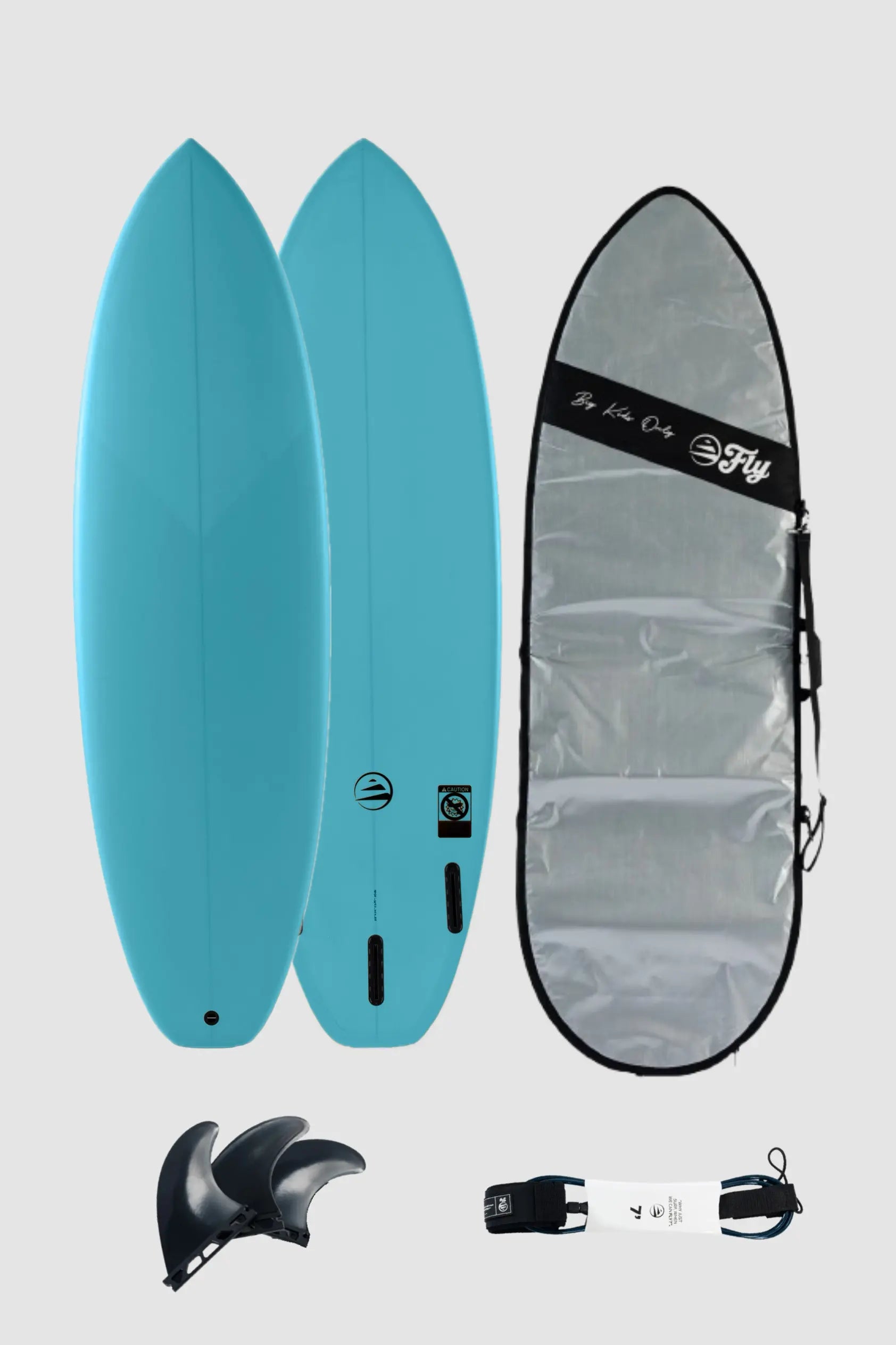 pack de tabla de surf 6.6 squash azul con leash y funda de 7.0 pies
