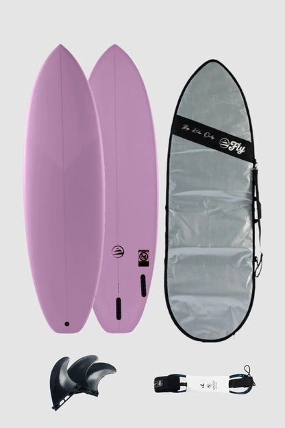pack surf tabla 6.6 squash rosa + leash + funda de 7.0 pies