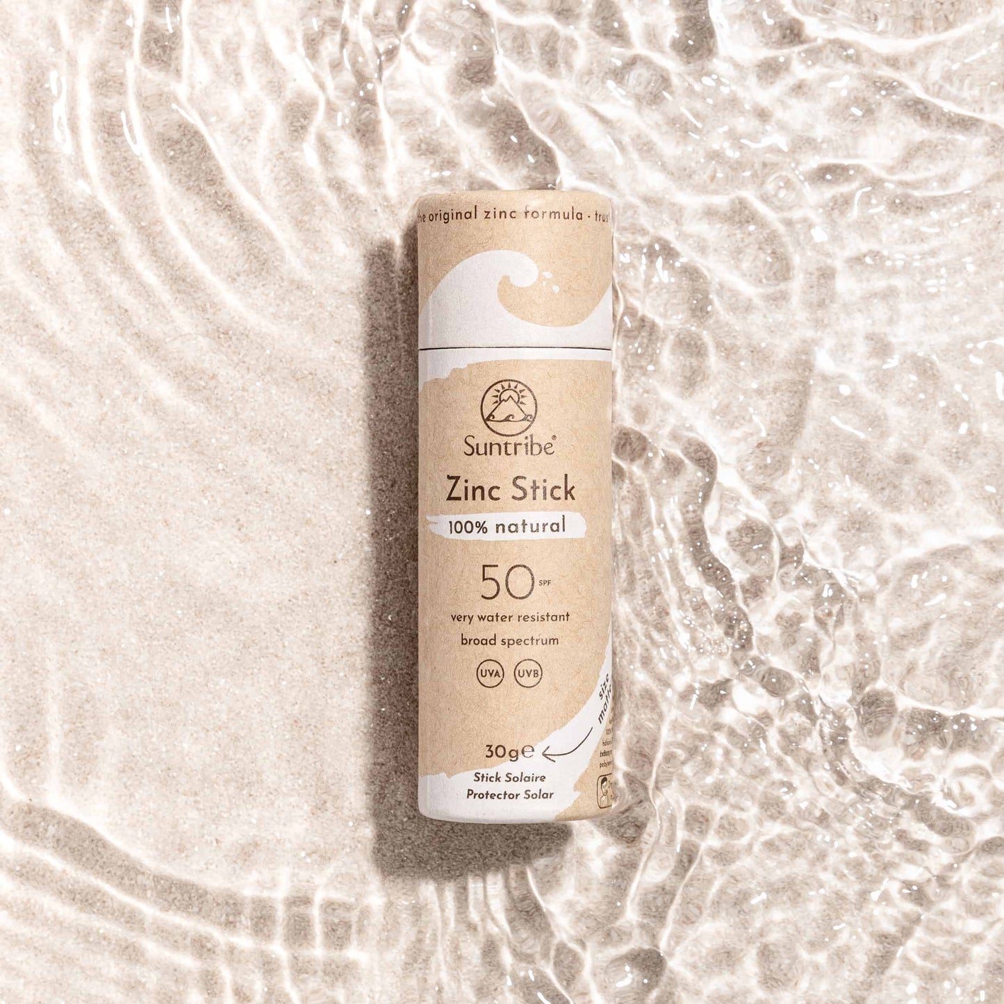 Stick solar mineral de zinc original blanco para surfistas.
