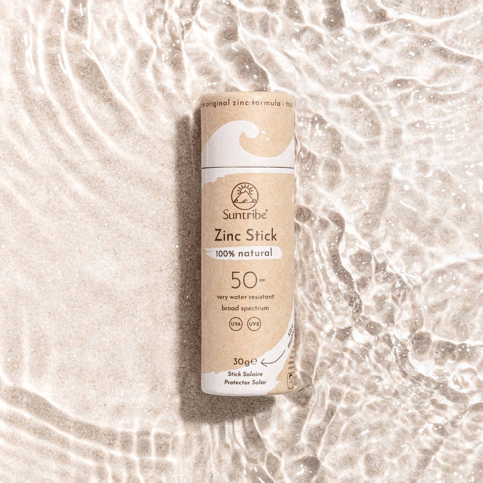 Stick solar mineral de zinc original blanco para surfistas.