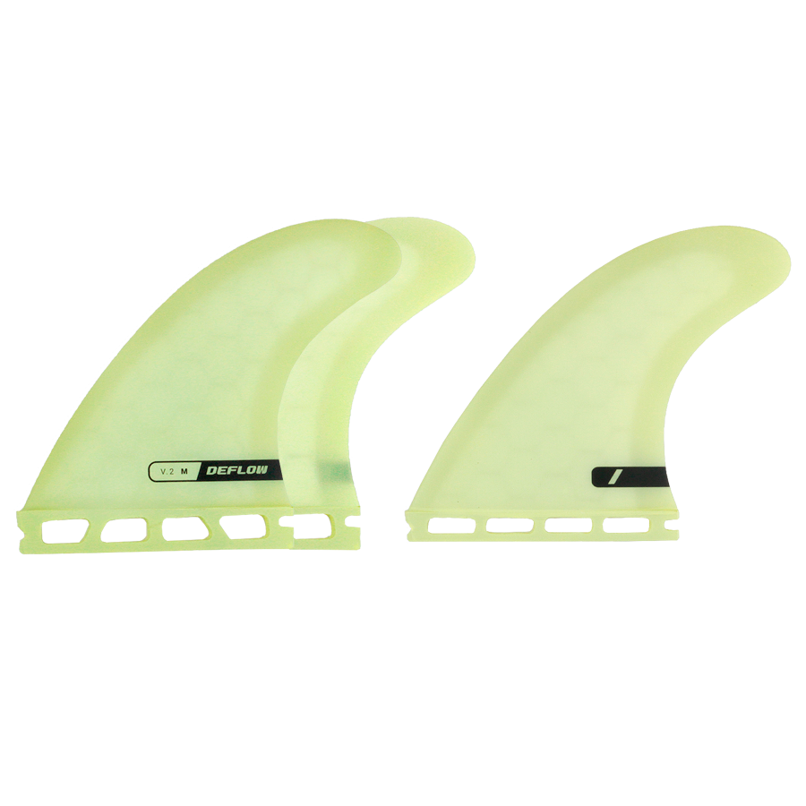 Set de quillas surf Deflow V.2 amarillo ácido de alta visibilidad.