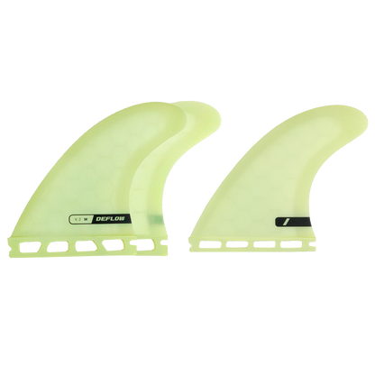 Set de quillas surf Deflow V.2 amarillo ácido de alta visibilidad.