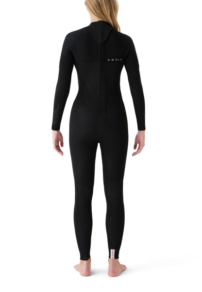 Plano posterior del traje de surf mostrando la cremallera trasera vertical y el panel protector para evitar filtraciones.