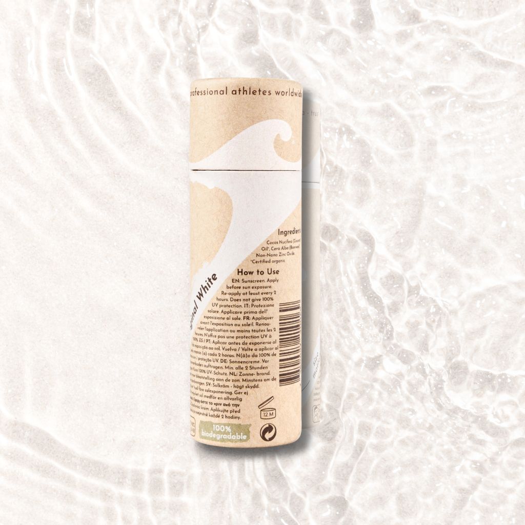 Stick solar de zinc ecológico Suntribe FPS 50 color blanco.