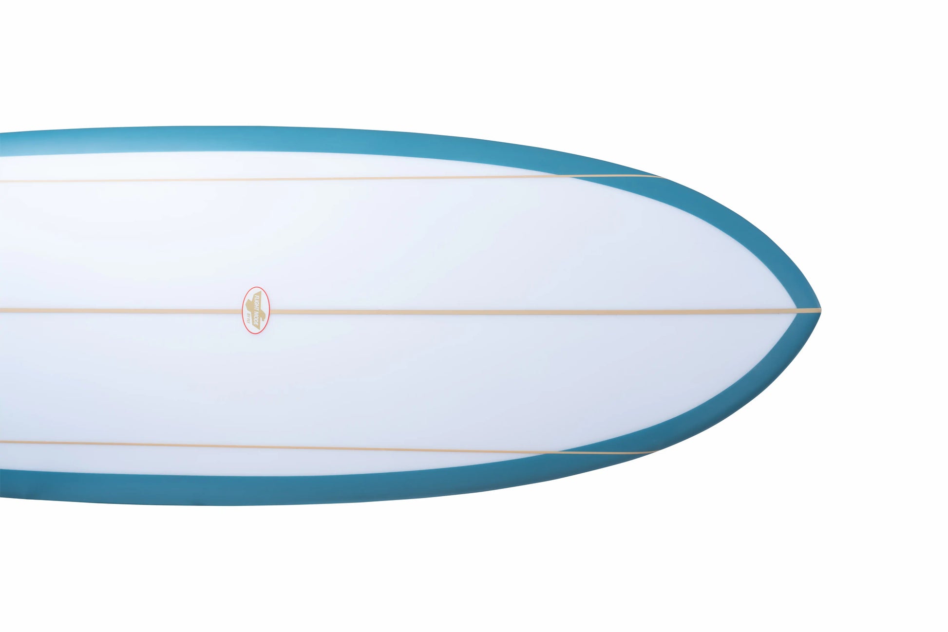 Primer plano de la punta o nose de una tabla surf evolutiva fibra azul de alto rendimiento.