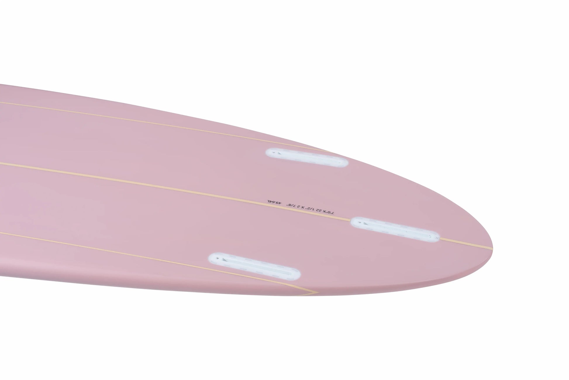 Plano medio de la zona trasera de una tabla surf evolutiva fibra rosa de resina epoxy.