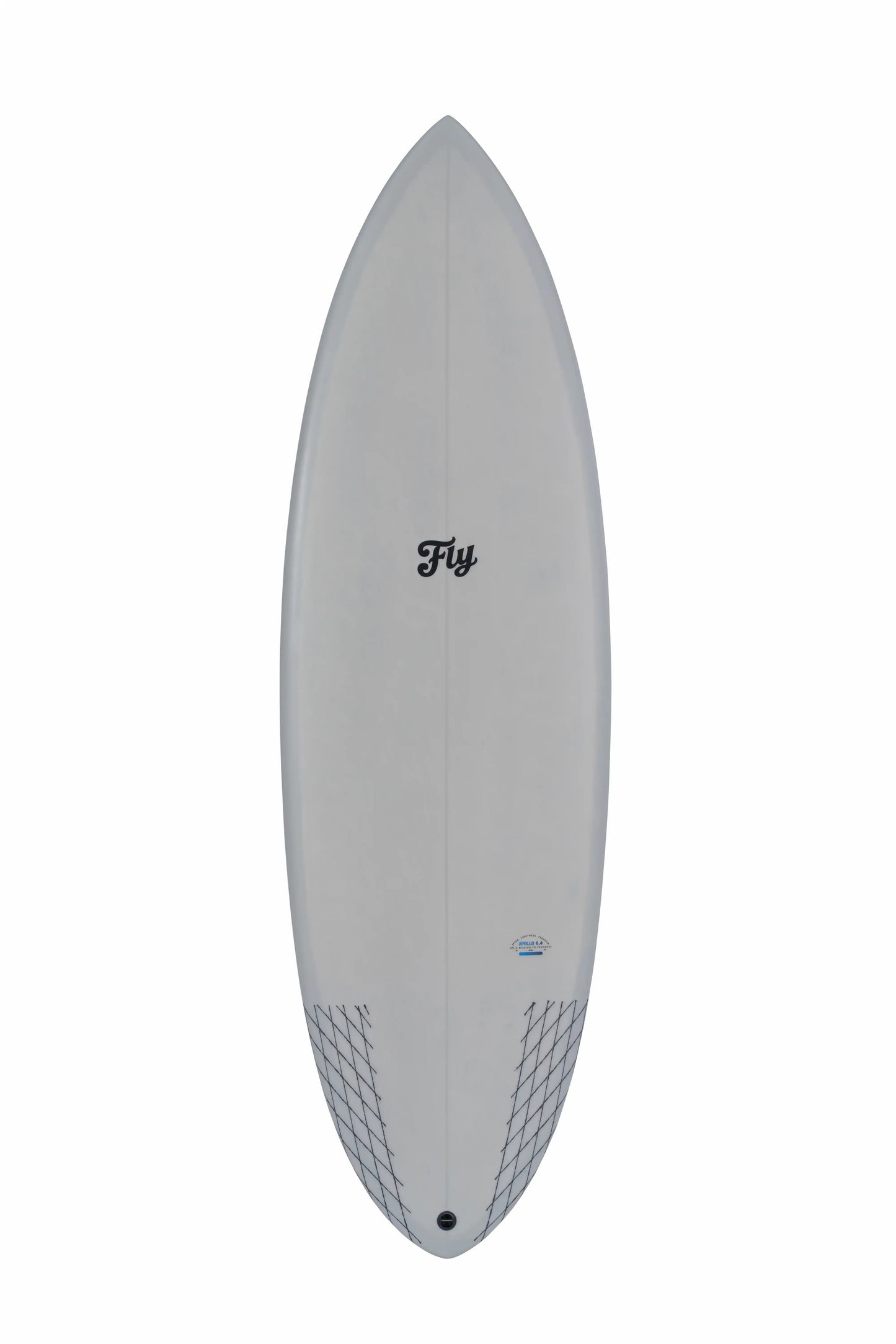 Vista frontal completa de una tabla surf gris modelo Apolo