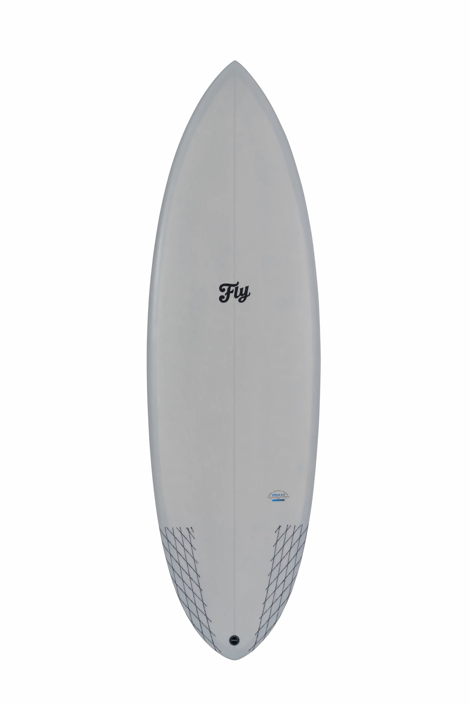 Vista frontal completa de una tabla surf gris modelo Apolo