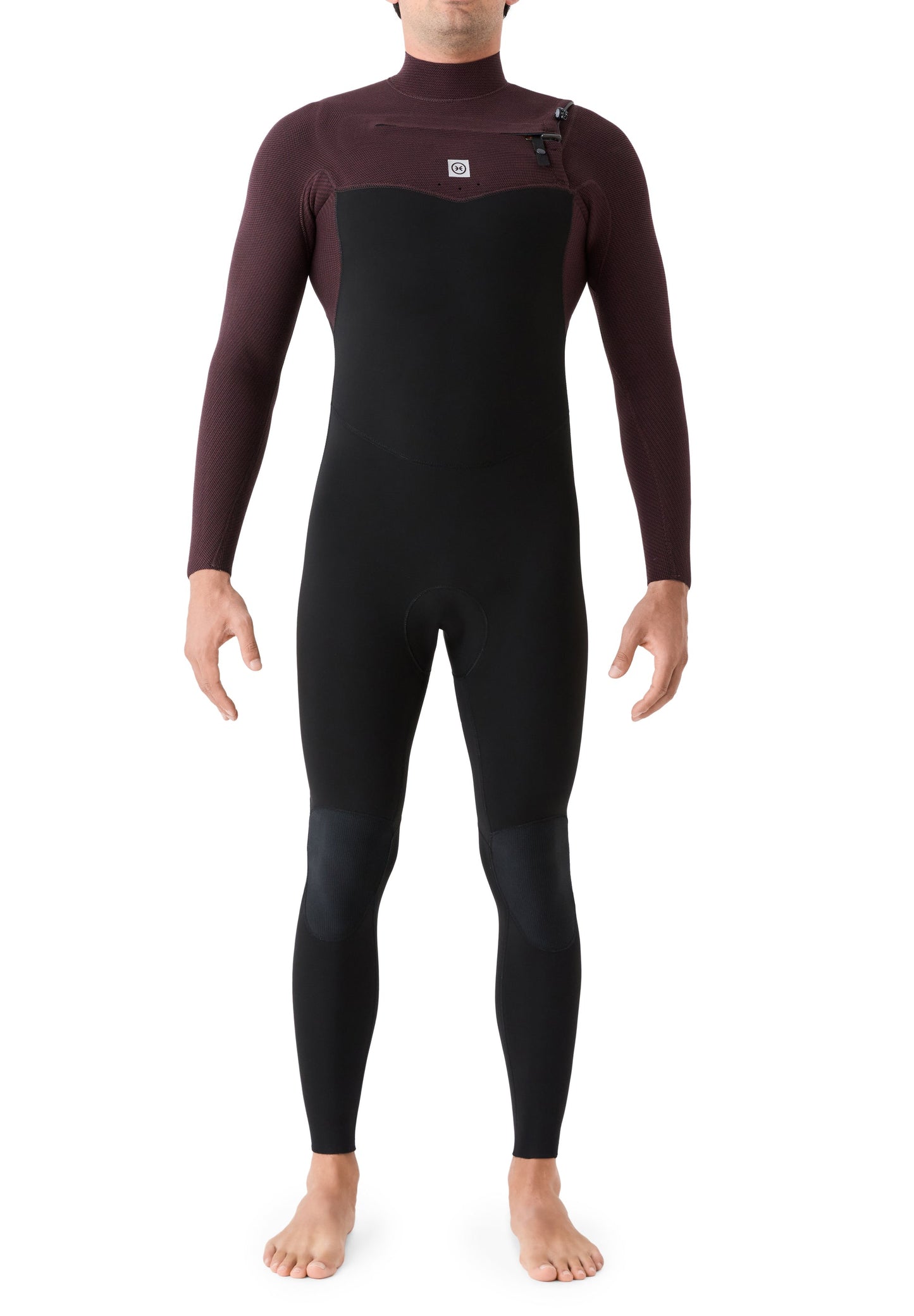 Neopreno Deeply Explorer III 3/2 para hombre en color granate y negro, fabricado con tecnología sostenible Mineralprene de conchas de ostra.