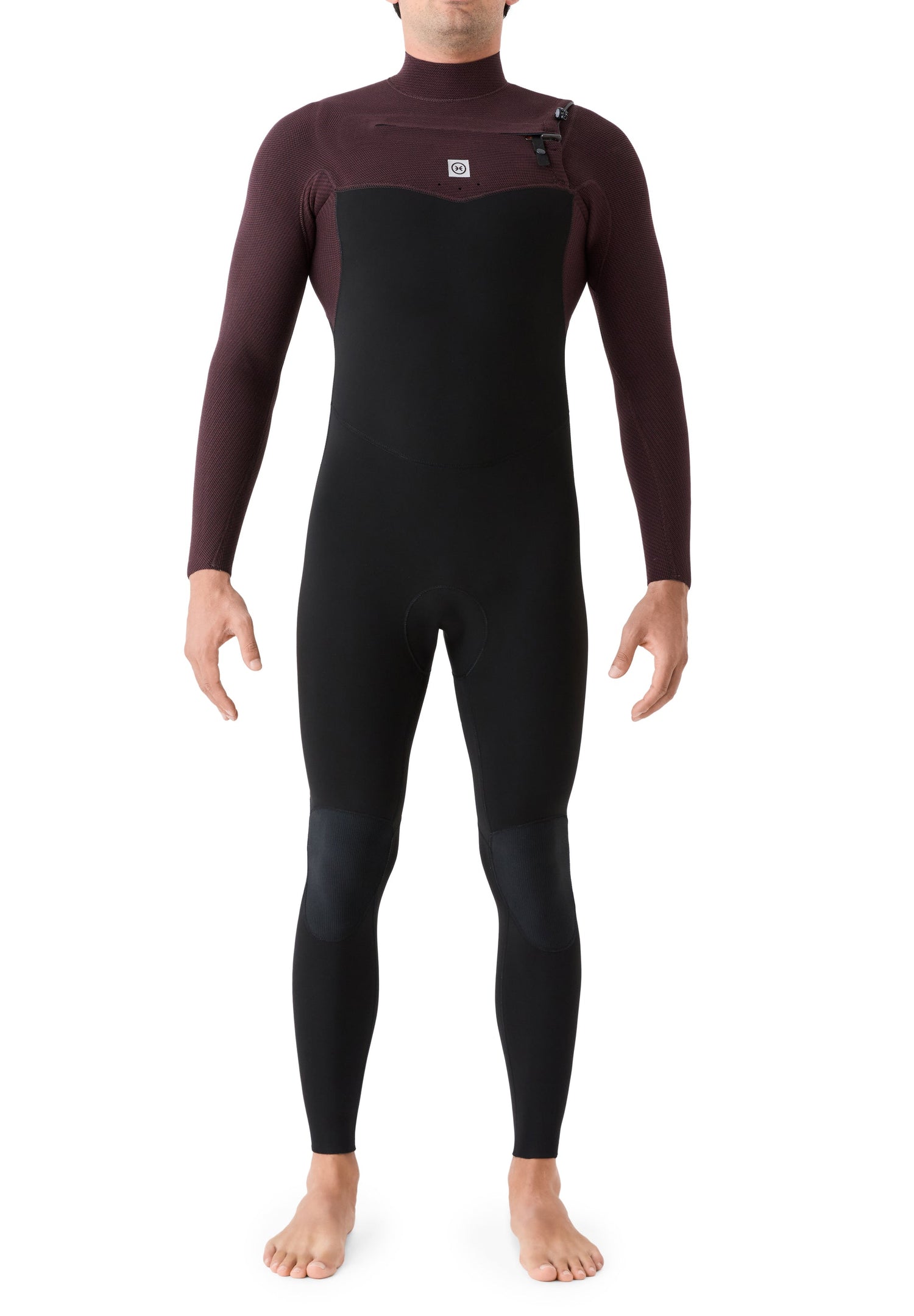 Neopreno Deeply Explorer III 3/2 para hombre en color granate y negro, fabricado con tecnología sostenible Mineralprene de conchas de ostra.