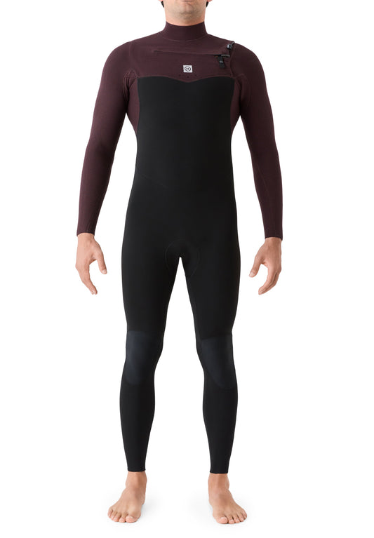 Neopreno Deeply Explorer III 3/2 para hombre en color granate y negro, fabricado con tecnología sostenible Mineralprene de conchas de ostra.