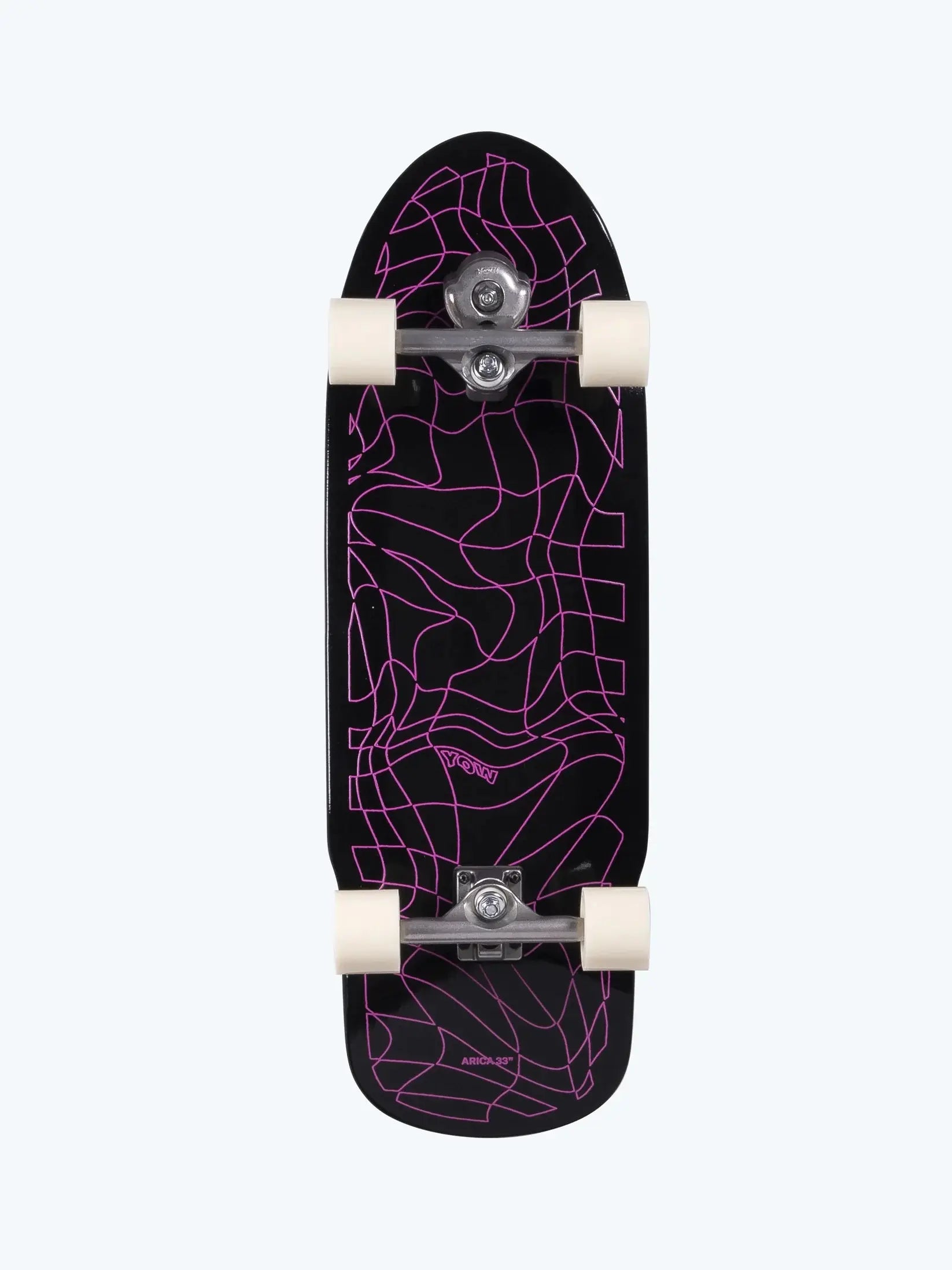 YOW Arica 33 completo con tabla ancha de 10.5 pulgadas y diseño gráfico en color negro y morado